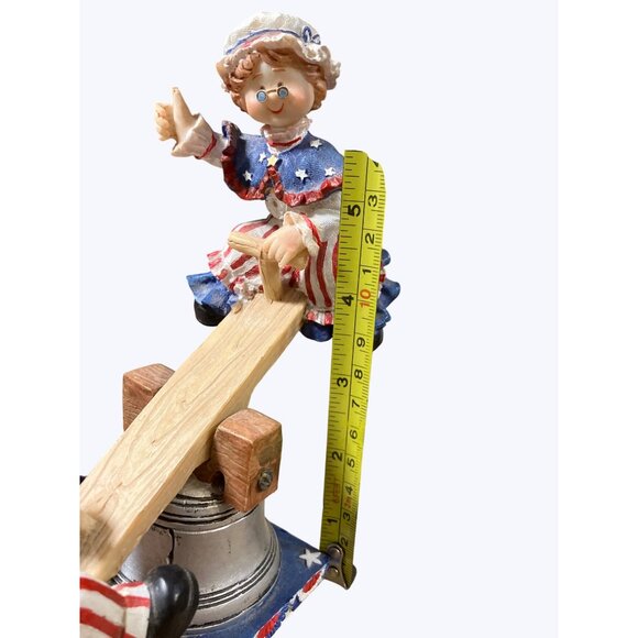 Patriotic Uncle Sam and Lady Liberty Seesaw Figurine On Liberty Bell Base - Picture 12 of 16